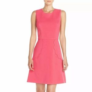 NWT Eliza J Scalloped Pocket Fit and Flare Dress